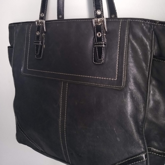 **SOLD**Coach Black Leather Handbag Tote - Picture 4 of 5